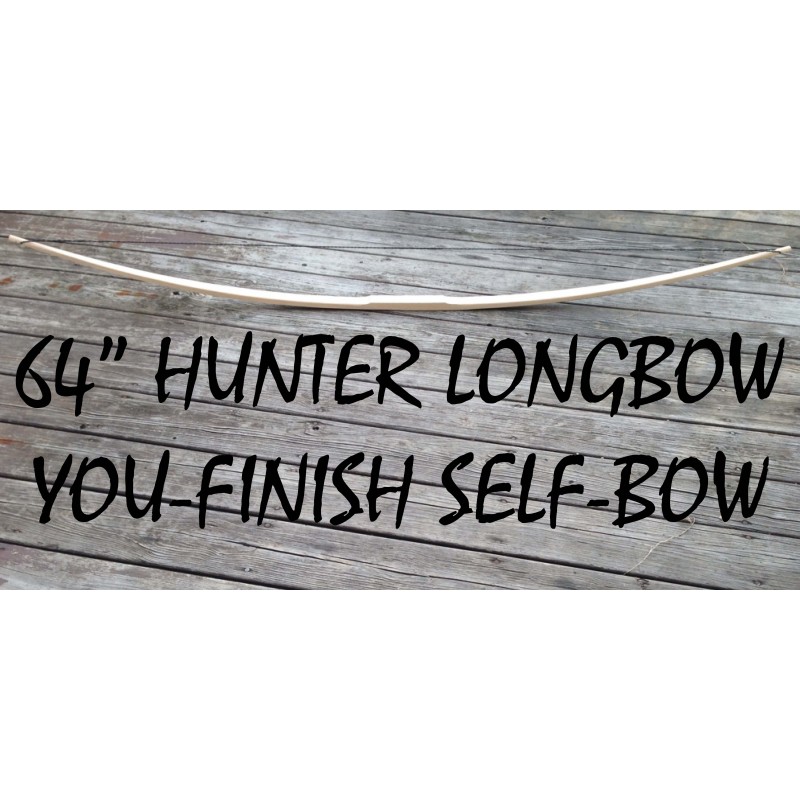 Ringing Rocks Archery 55/60lb 64" You-Finish Traditional Hickory Longbow 